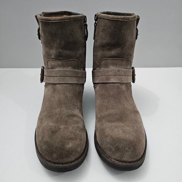 Comfortiva Barron Moto Boot Womens 10 Taupe Suede Leather Weatherproof Biker - Picture 5 of 16